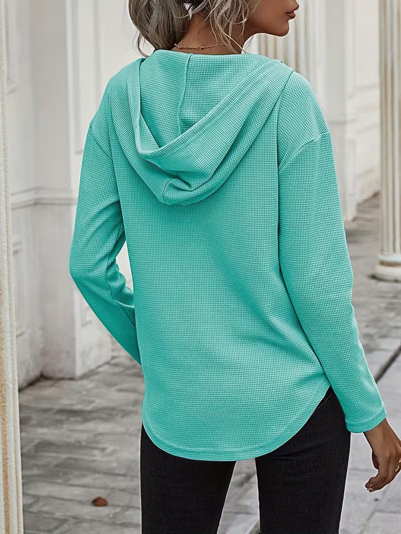Heydi | Hooded Sweatshirt with V-Neck Curved Hem