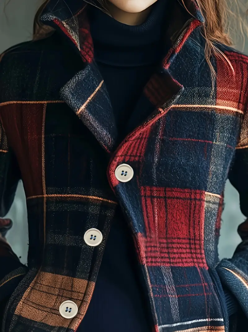 Marsai | Plaid Button Front Long Sleeve Jacket
