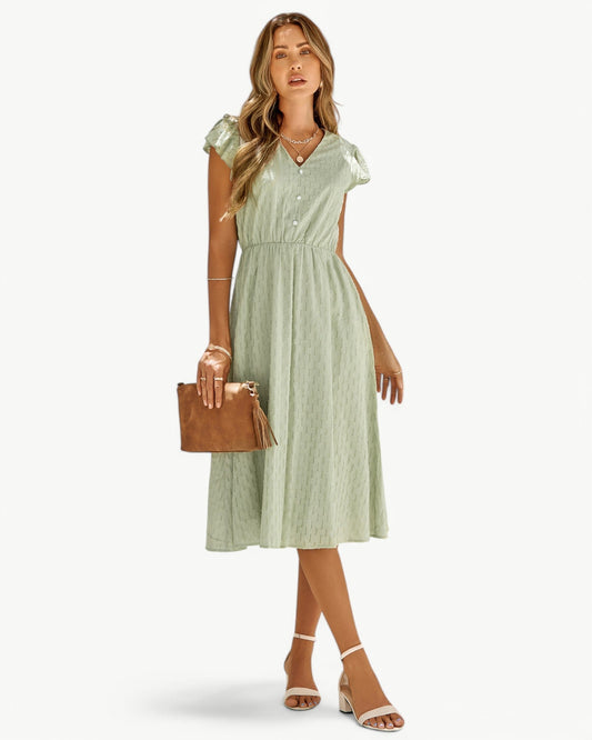 Julieta | Midi Dress With Flutter Sleeves