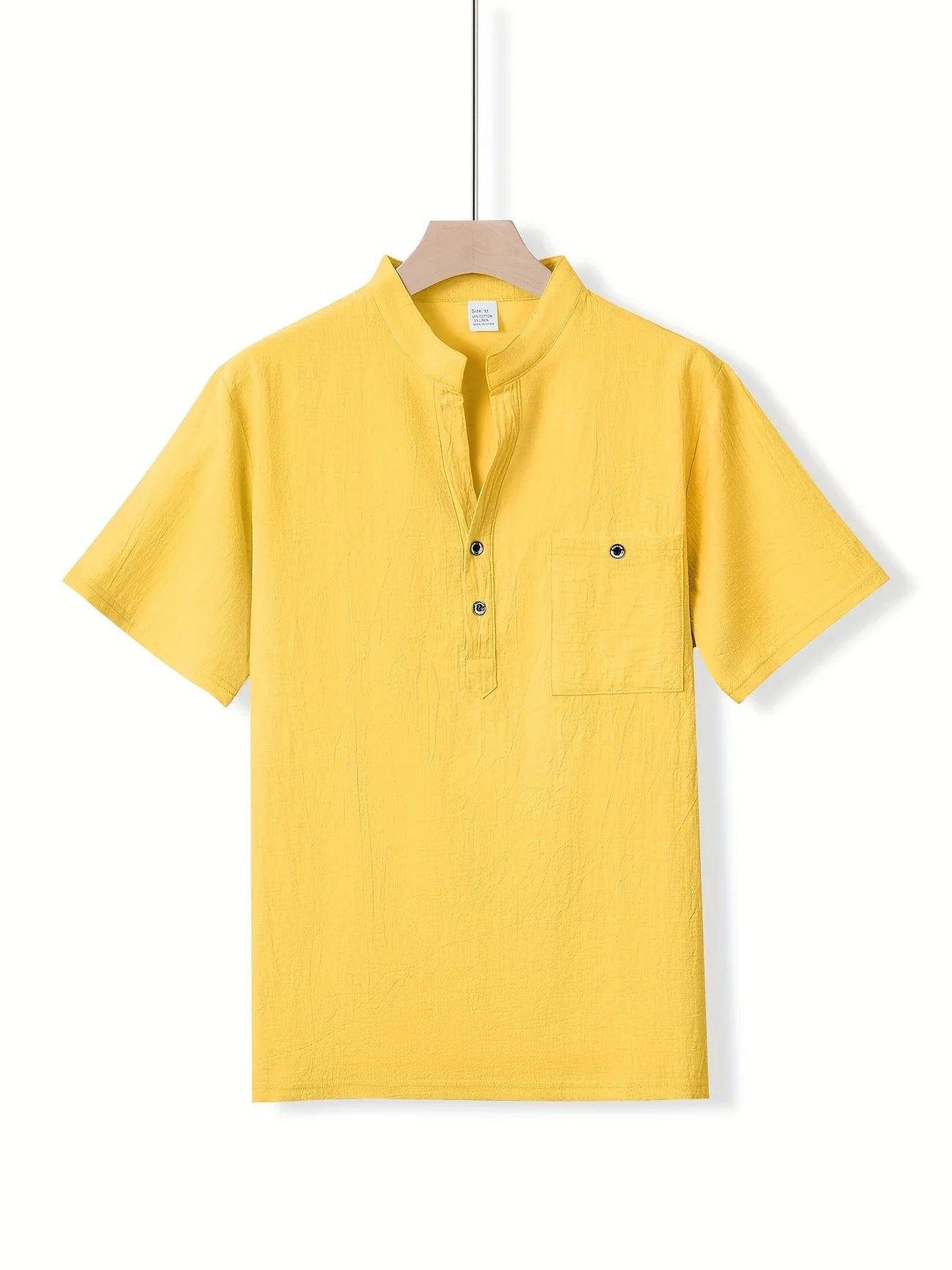 Markos | Short Sleeve Band Collar Henley Shirt