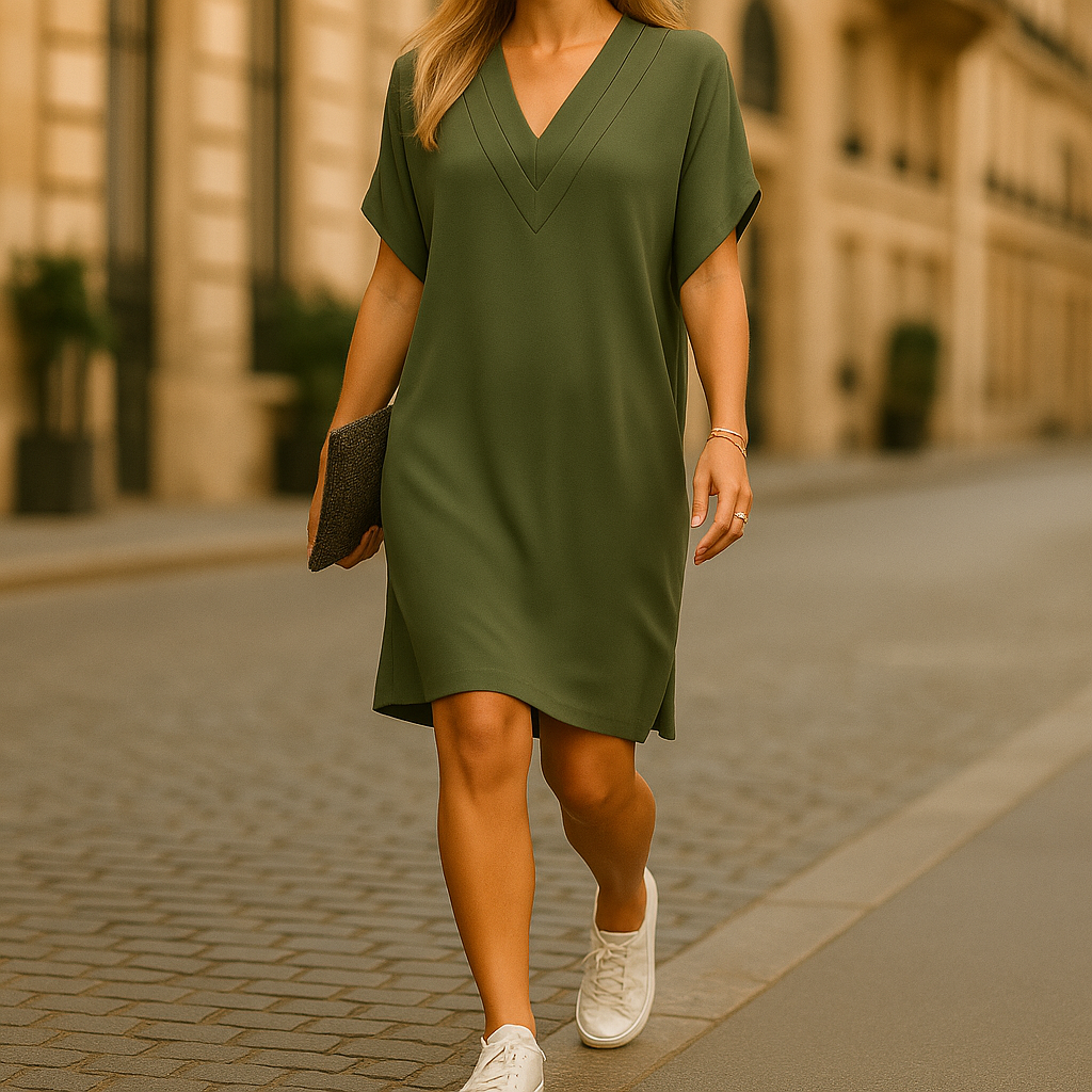 Essie | V-Neck Relaxed Fit Midi Dress