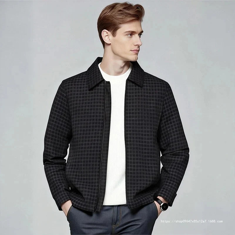 Graeme | Jacket Long Sleeve Checked Zip Front