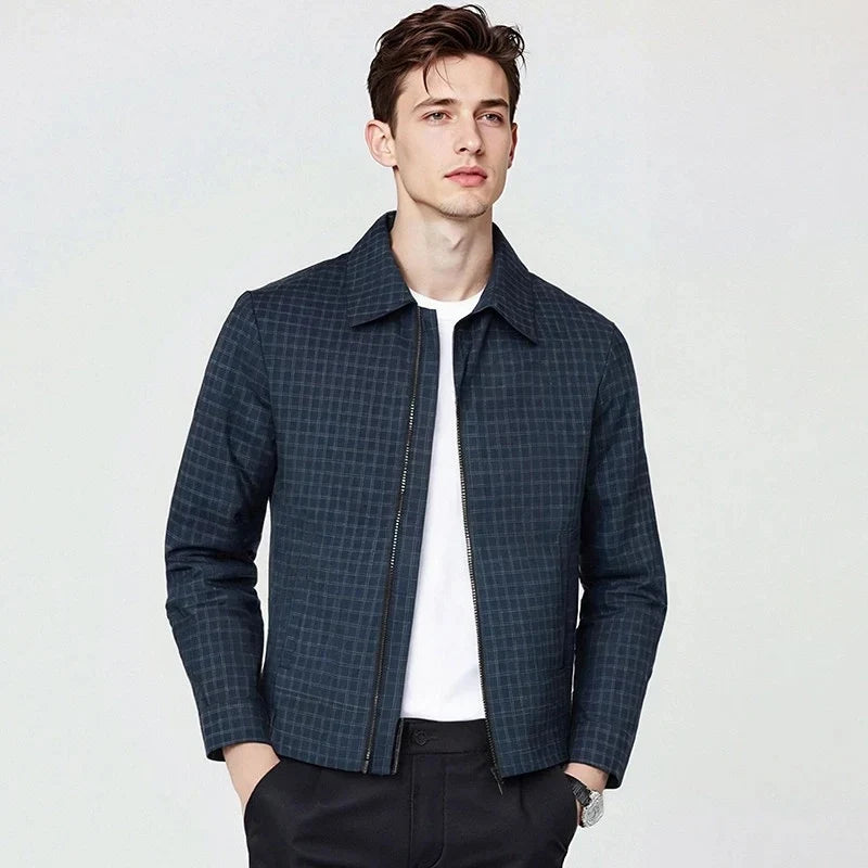 Graeme | Jacket Long Sleeve Checked Zip Front