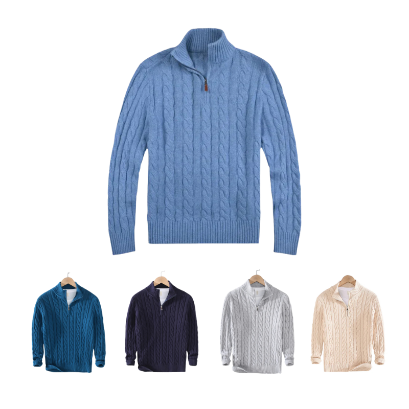 Billings | Half Zip Cable Knit Sweater