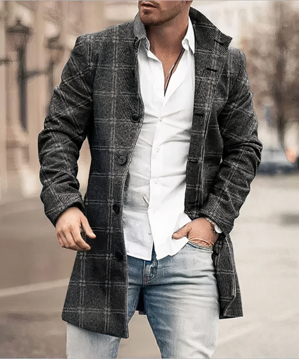 Evans | Button Front Longline Plaid Coat