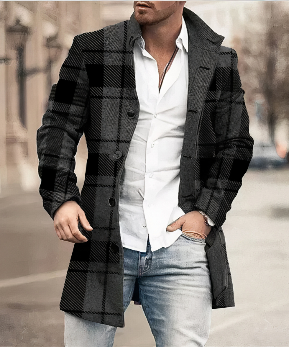 Evans | Button Front Longline Plaid Coat