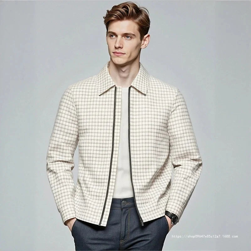Graeme | Jacket Long Sleeve Checked Zip Front