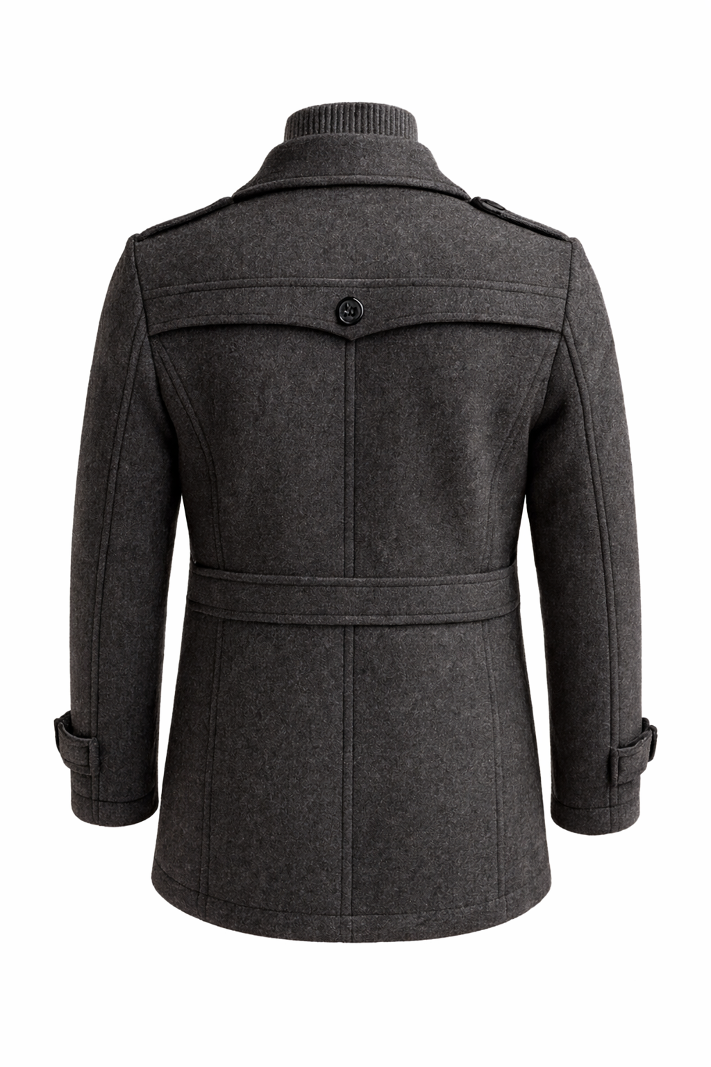 Erasmo | Coat with Notched Lapels and Ribbed Collar