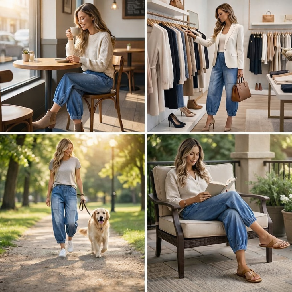 Madavi | Blue Loose Fit Denim Pants