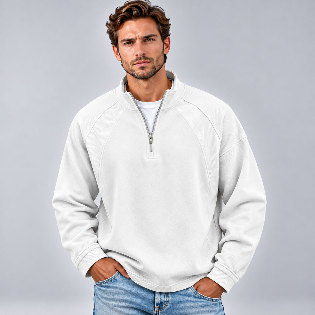Stanislao | Sweatshirt With Quarter Zip and Ribbed Panels