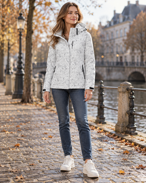 Samruai | Jacket With Botanical Print and Drawstring Hood