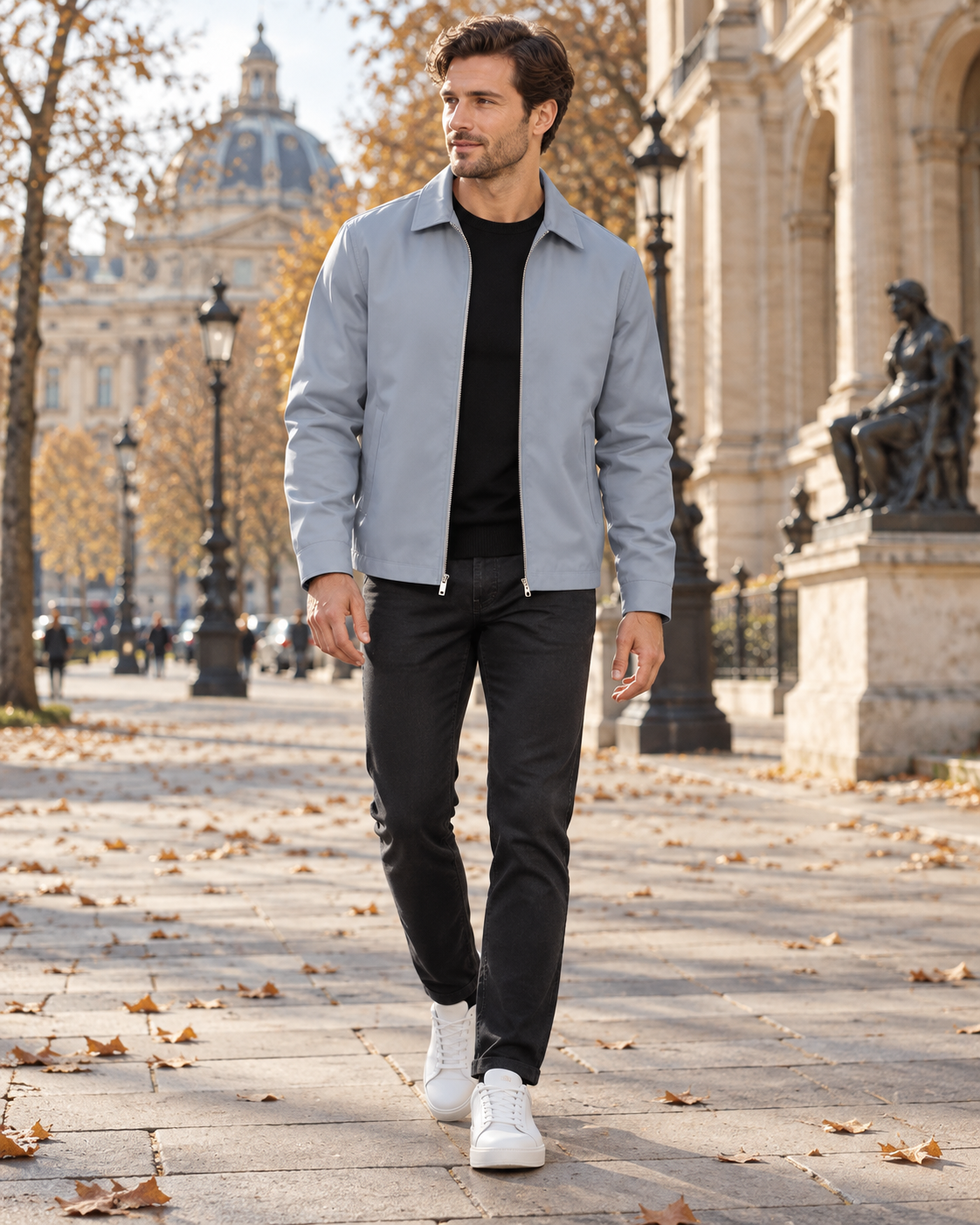 Witthaya | Jacket With Point Collar and Front Zipper