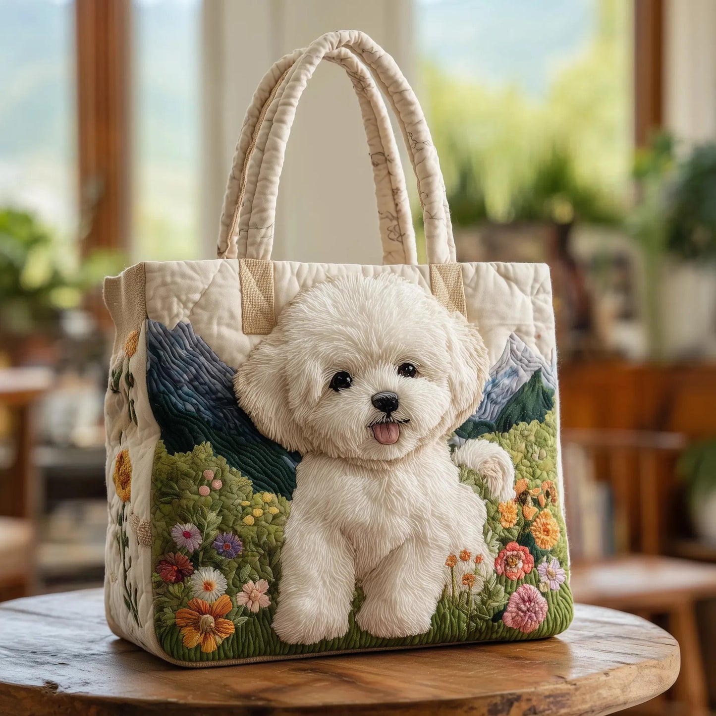 Wilairat | Tote Bag with Quilted Dog Print