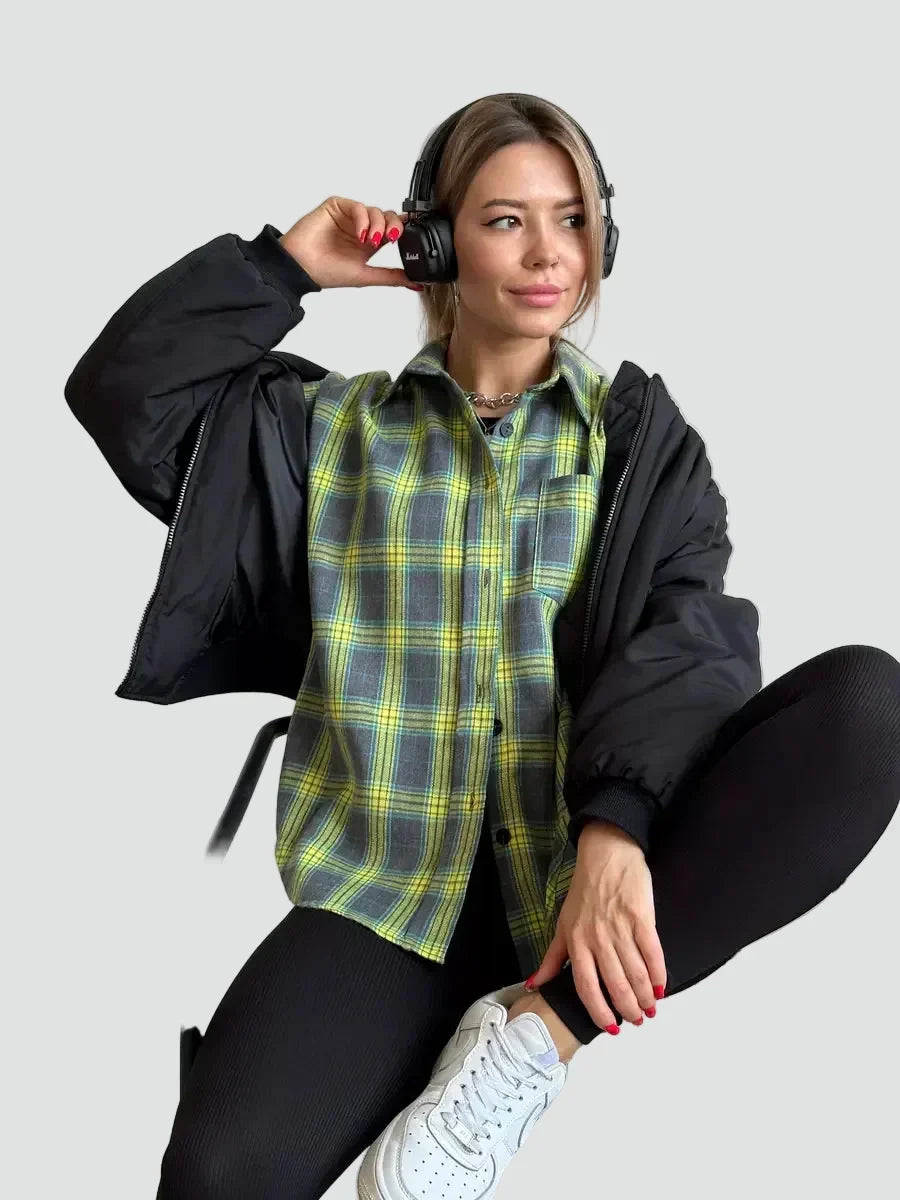 Talienuxa | Oversized Flannel Blouse with Plaid Pattern