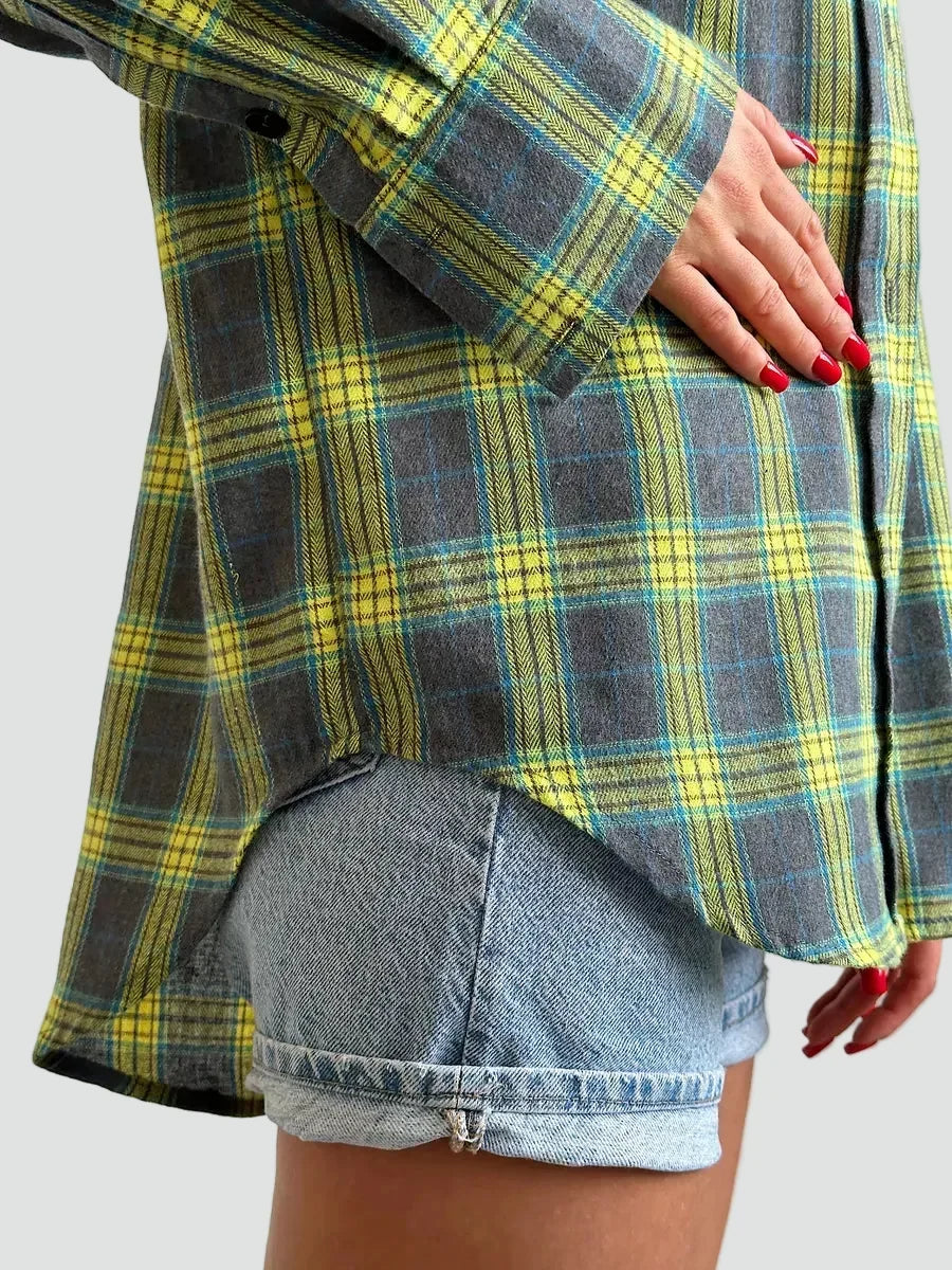 Talienuxa | Oversized Flannel Blouse with Plaid Pattern