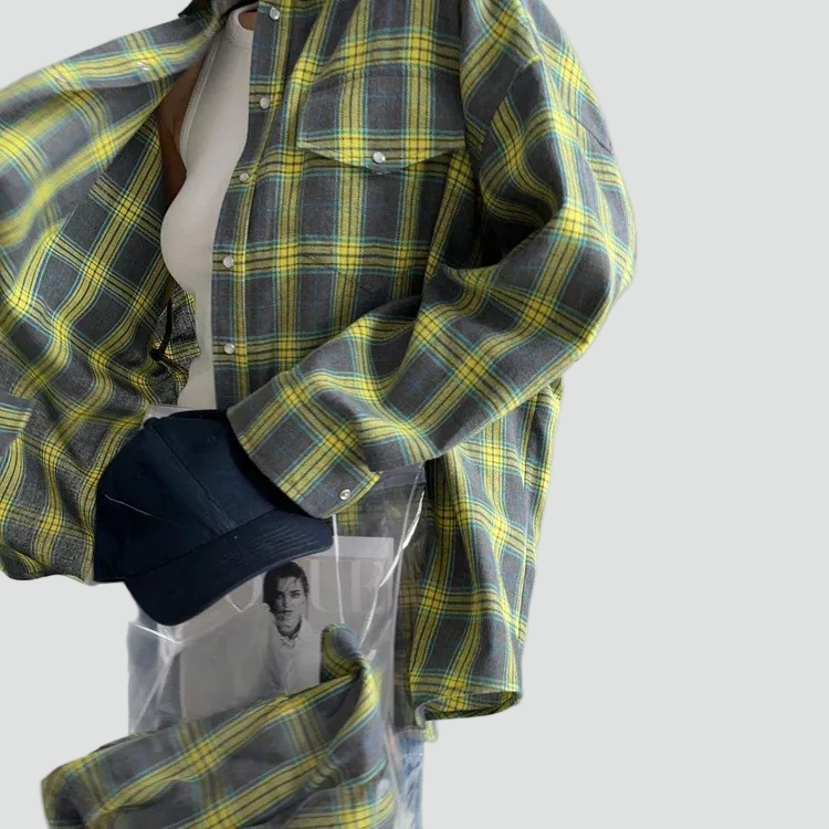 Talienuxa | Oversized Flannel Blouse with Plaid Pattern