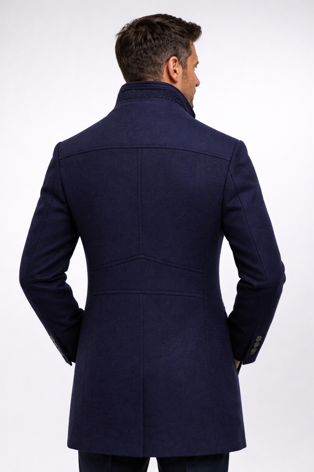 Reinaldo | Coat with Stand Collar and Contrast Trim