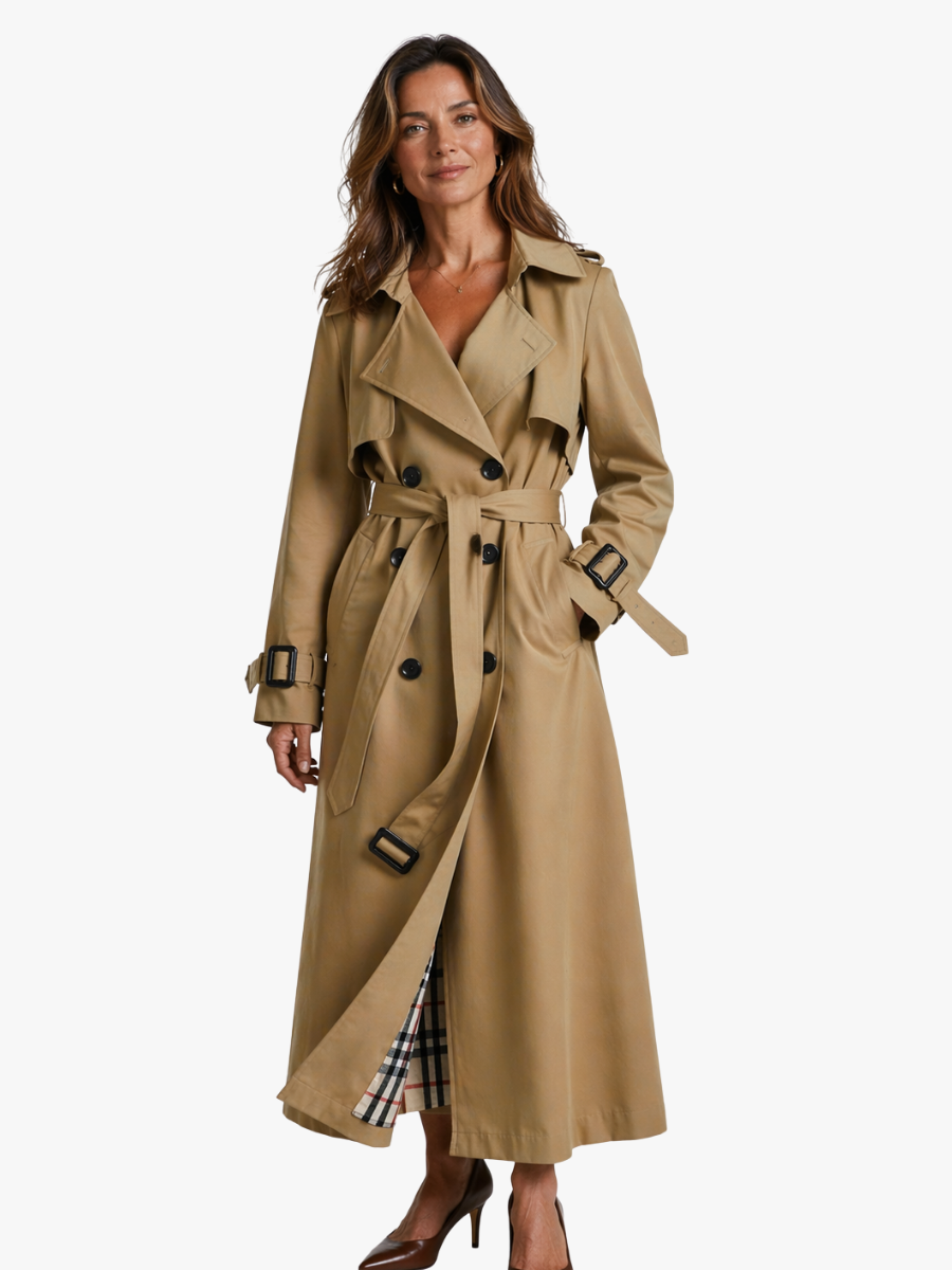 Angelina | Trench Coat With Belt and Double-Breasted Front