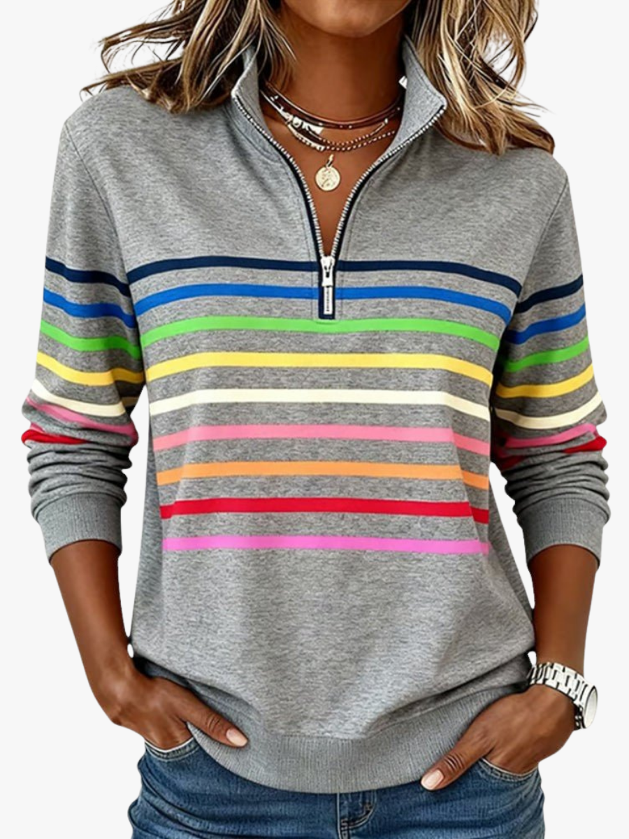 Renaira | Quarter-Zip Striped Sweatshirt for Casual Wear