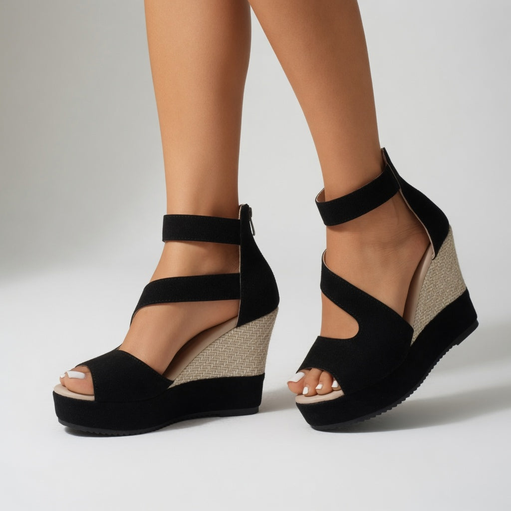 Madoka - Wedge Sandal With Elastic Ankle Strap