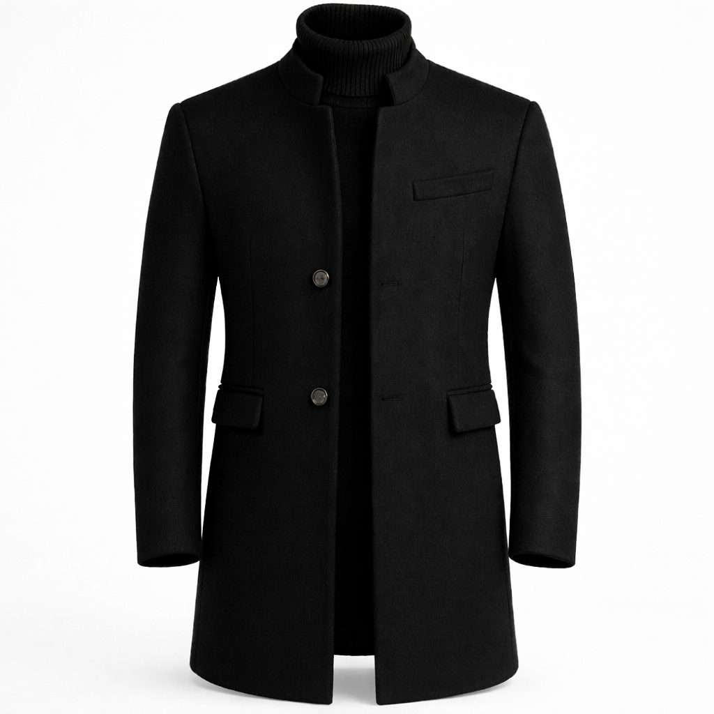 Wilburn | Coat with Stand Collar and Button Closure