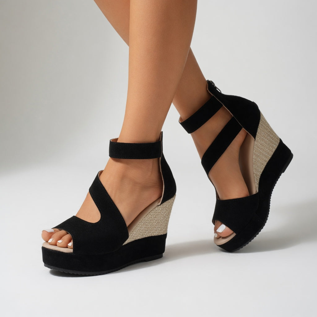 Madoka - Wedge Sandal With Elastic Ankle Strap
