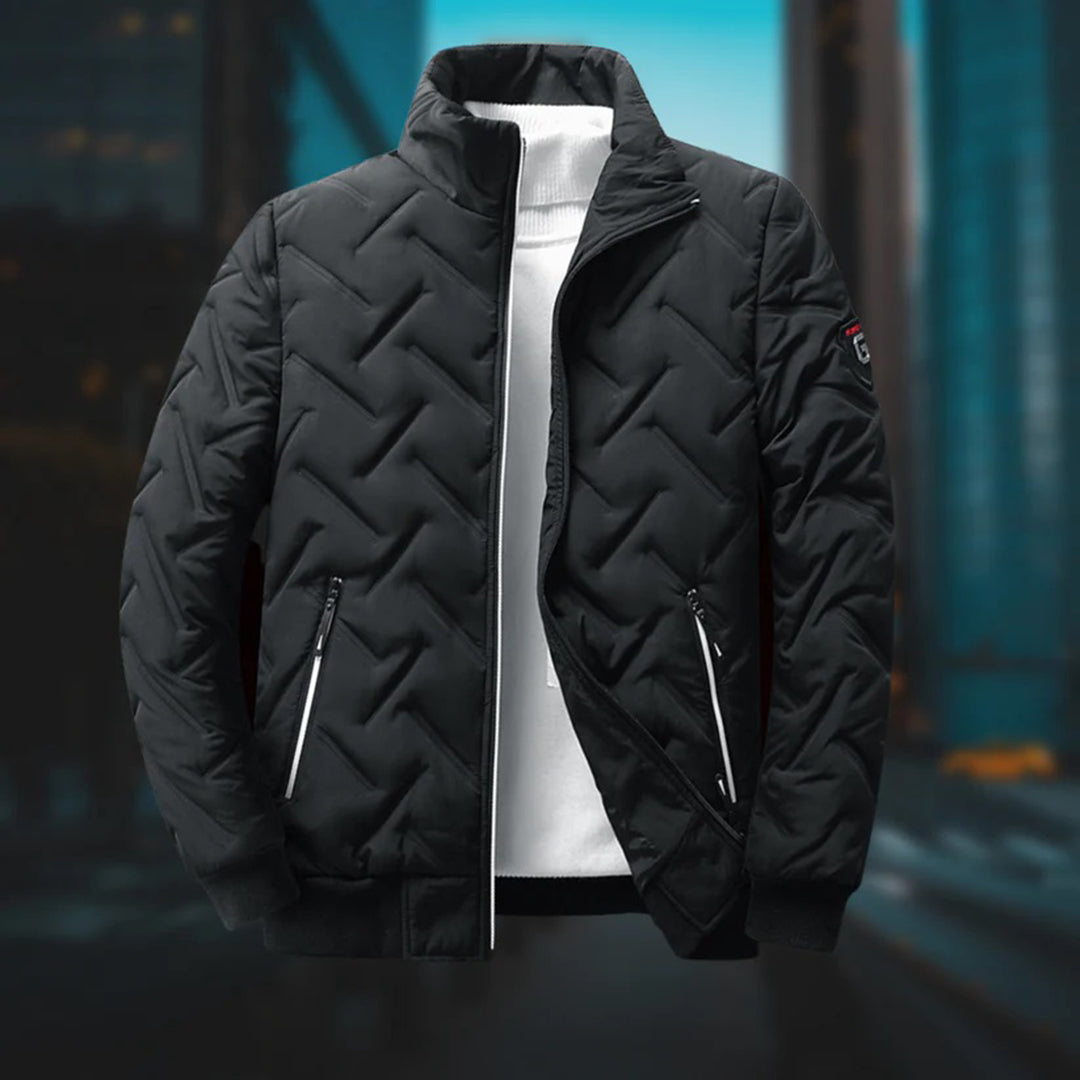 Roxanne | Jacket With Geometric Quilting and Stand Collar