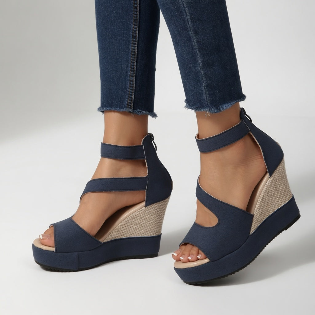 Madoka - Wedge Sandal With Elastic Ankle Strap