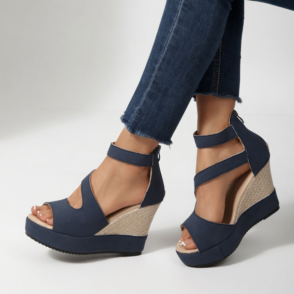 Madoka - Wedge Sandal With Elastic Ankle Strap