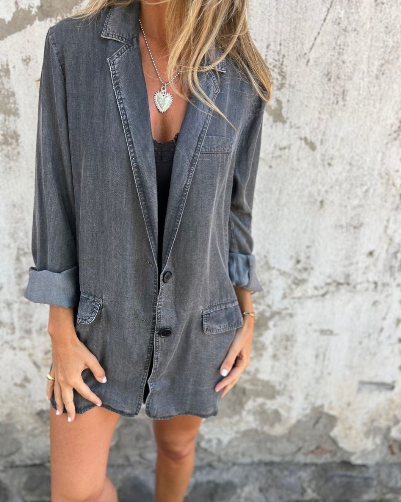 Romilda | Long Sleeve Denim Style Blazer Jacket