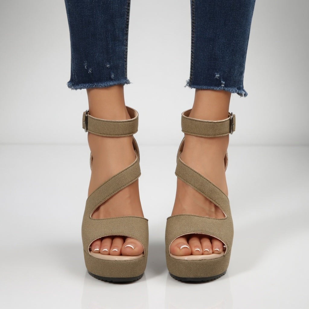Madoka - Wedge Sandal With Elastic Ankle Strap