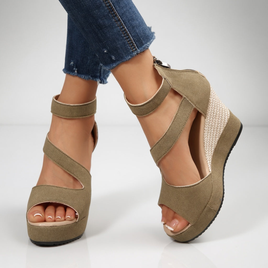 Madoka - Wedge Sandal With Elastic Ankle Strap