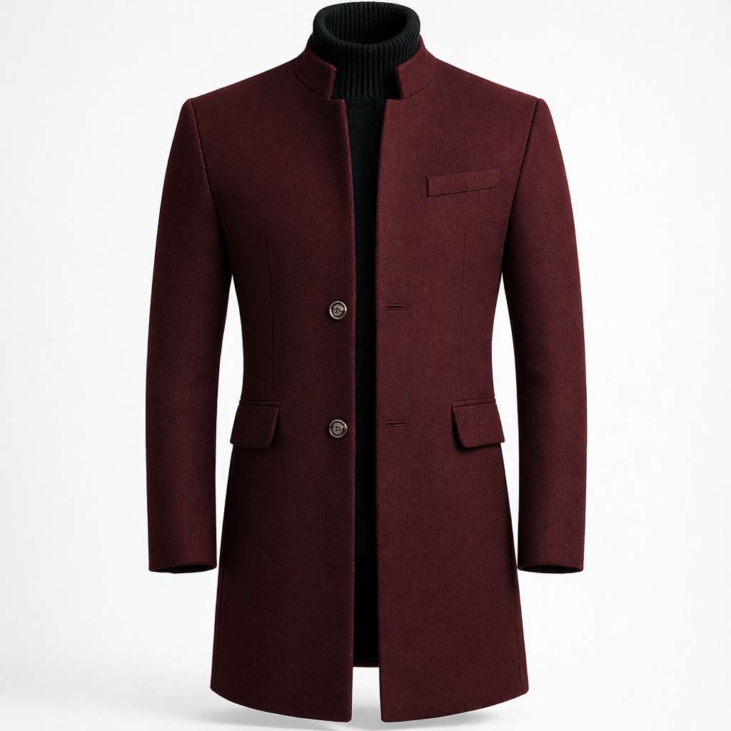 Wilburn | Coat with Stand Collar and Button Closure