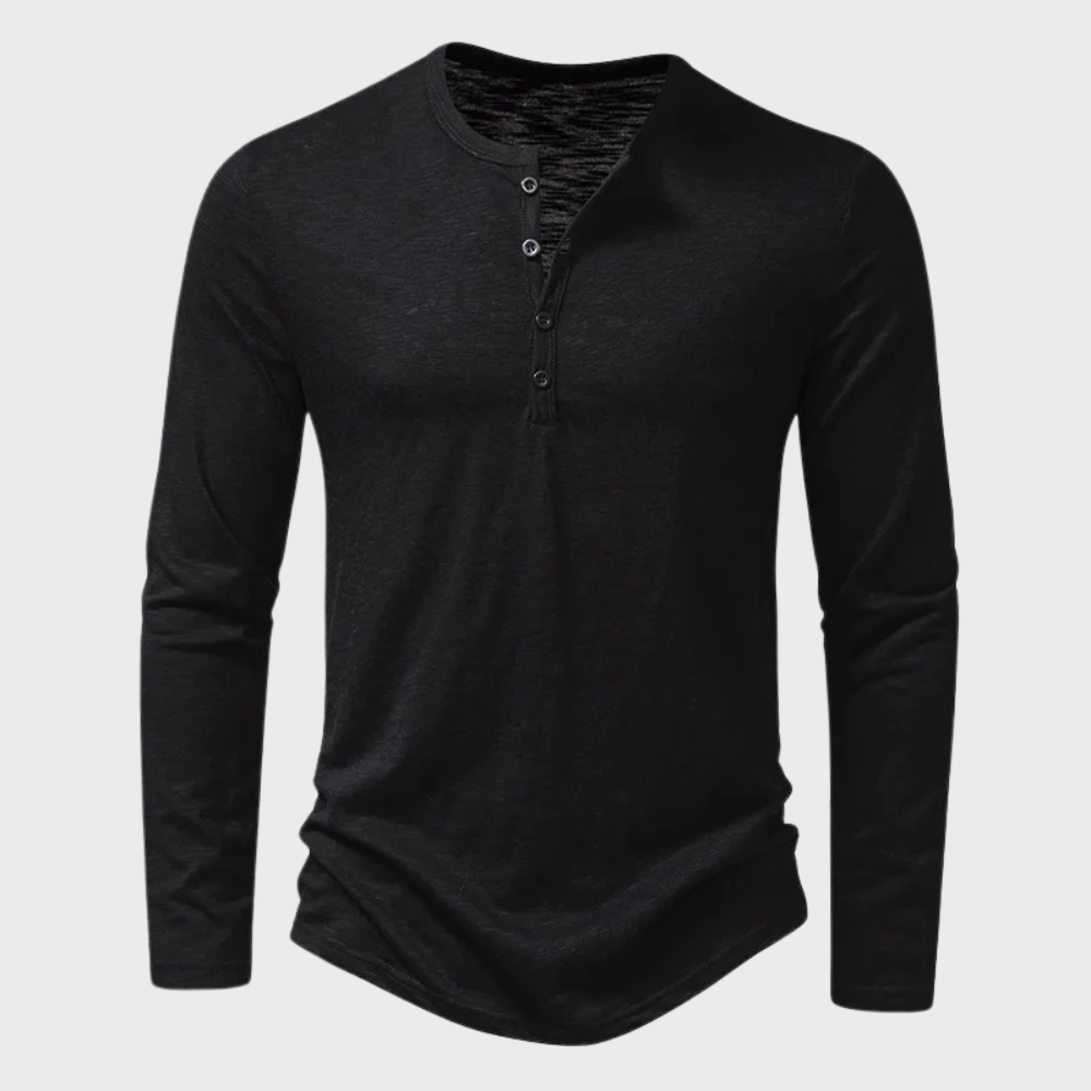 Quilinux | Henley Shirt with Long Sleeves and Button Placket