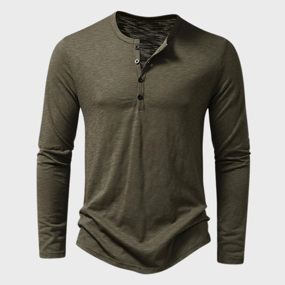 Quilinux | Henley Shirt with Long Sleeves and Button Placket