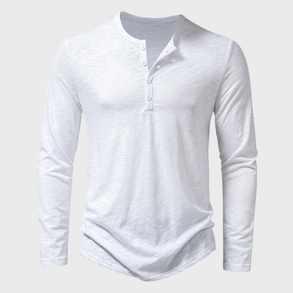 Quilinux | Henley Shirt with Long Sleeves and Button Placket
