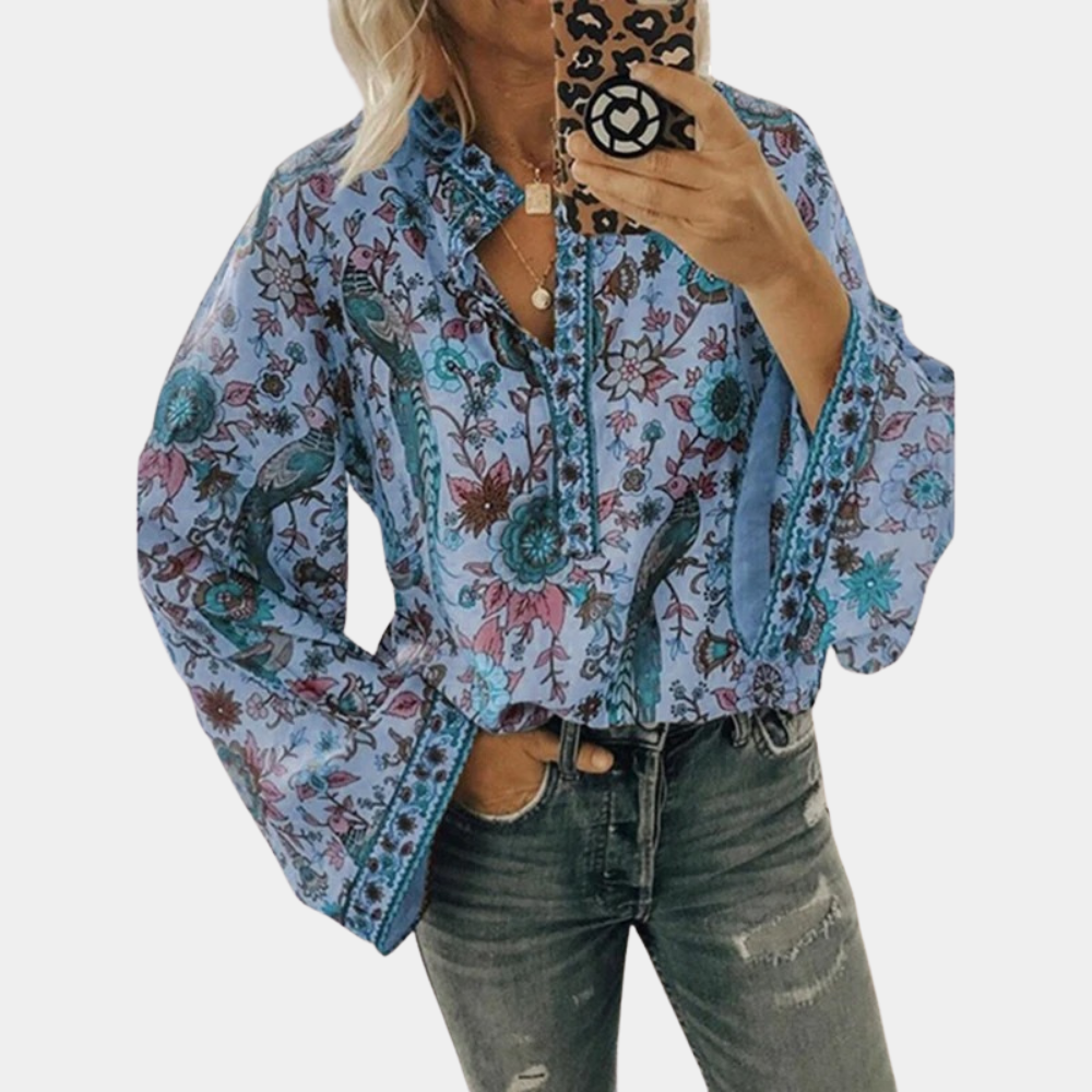 Marilyn | Blouse with Floral Print and Bell Sleeves
