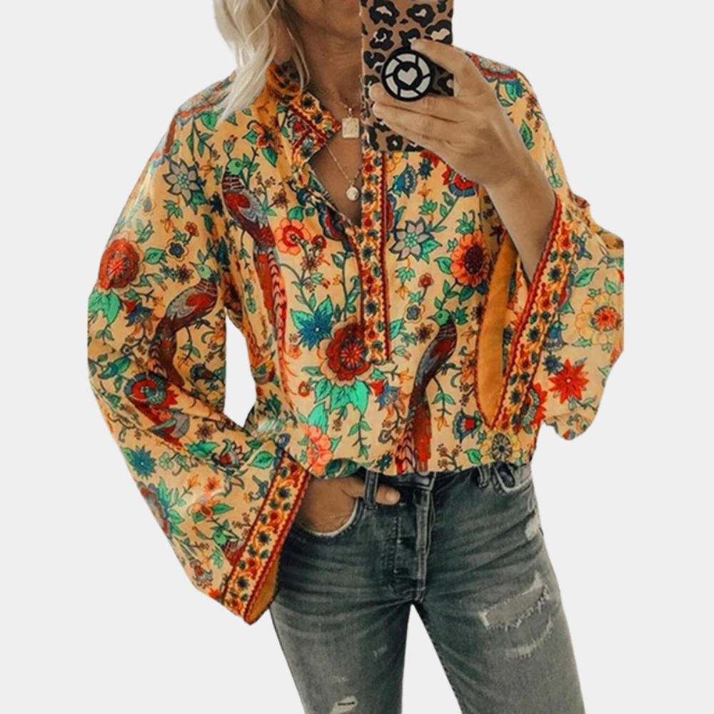Marilyn | Blouse with Floral Print and Bell Sleeves