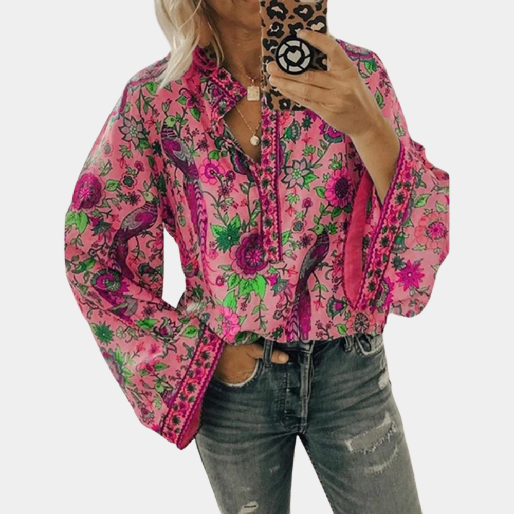 Marilyn | Blouse with Floral Print and Bell Sleeves