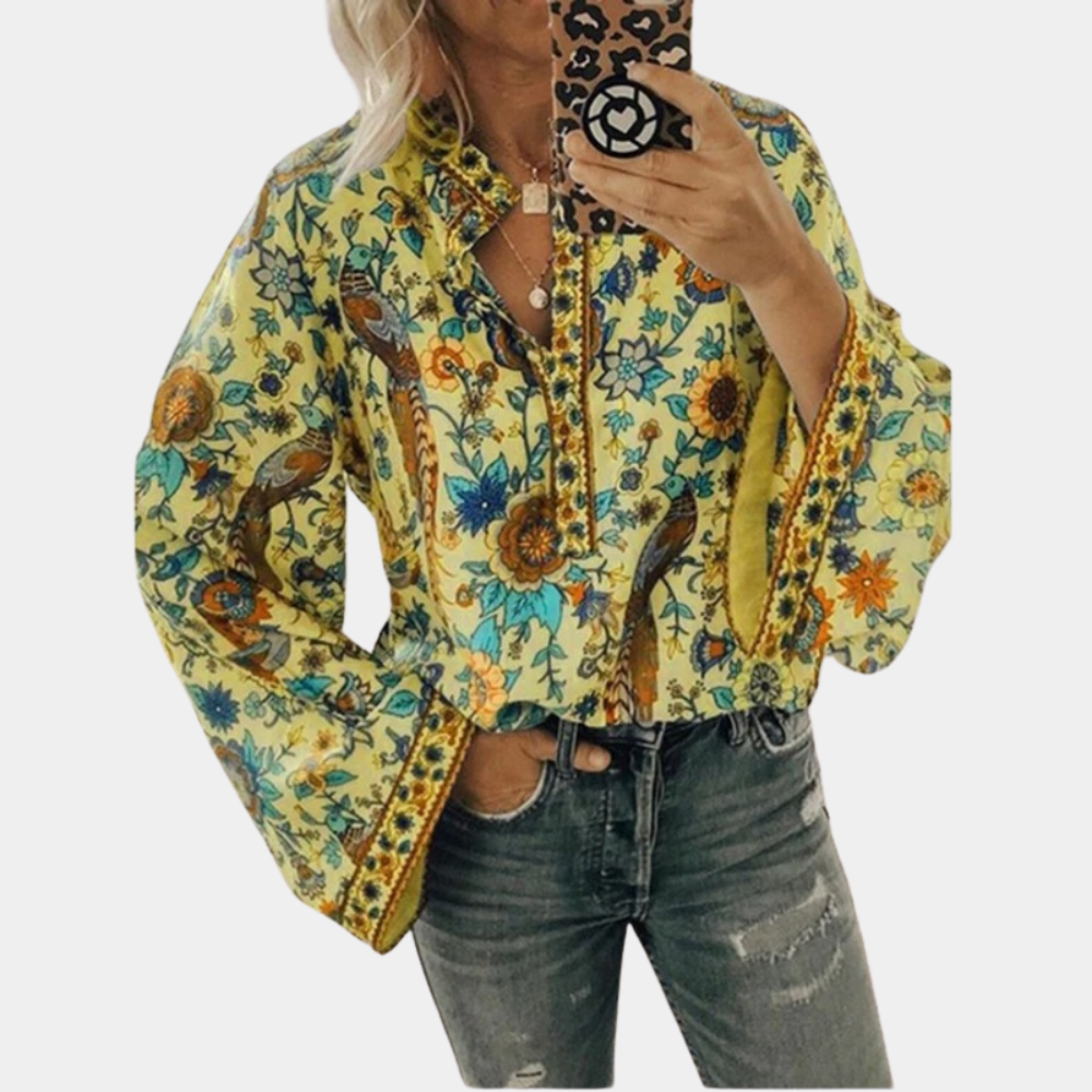 Marilyn | Blouse with Floral Print and Bell Sleeves