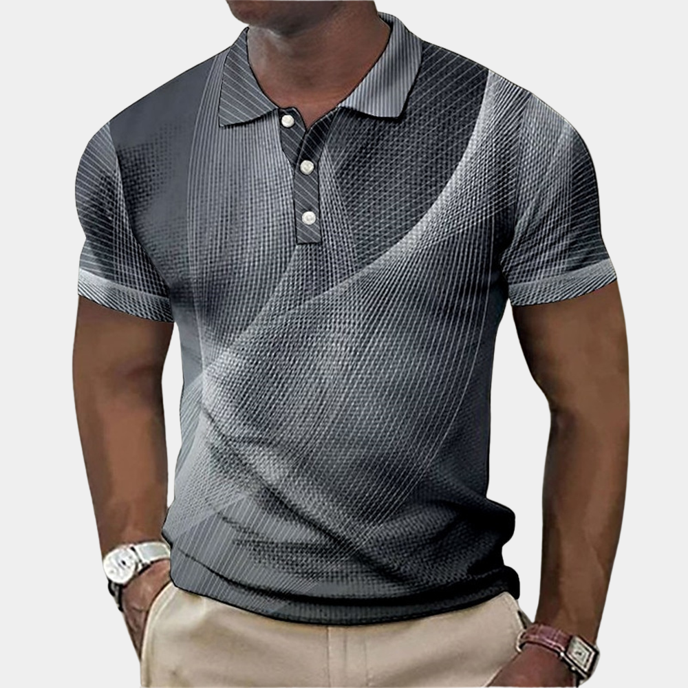 Nurettin | Polo Shirt With Abstract Pattern Short Sleeves