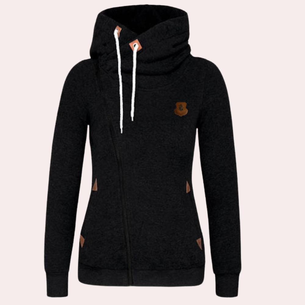 Harriet | Hoodie With Asymmetric Zipper and Drawstring Hood