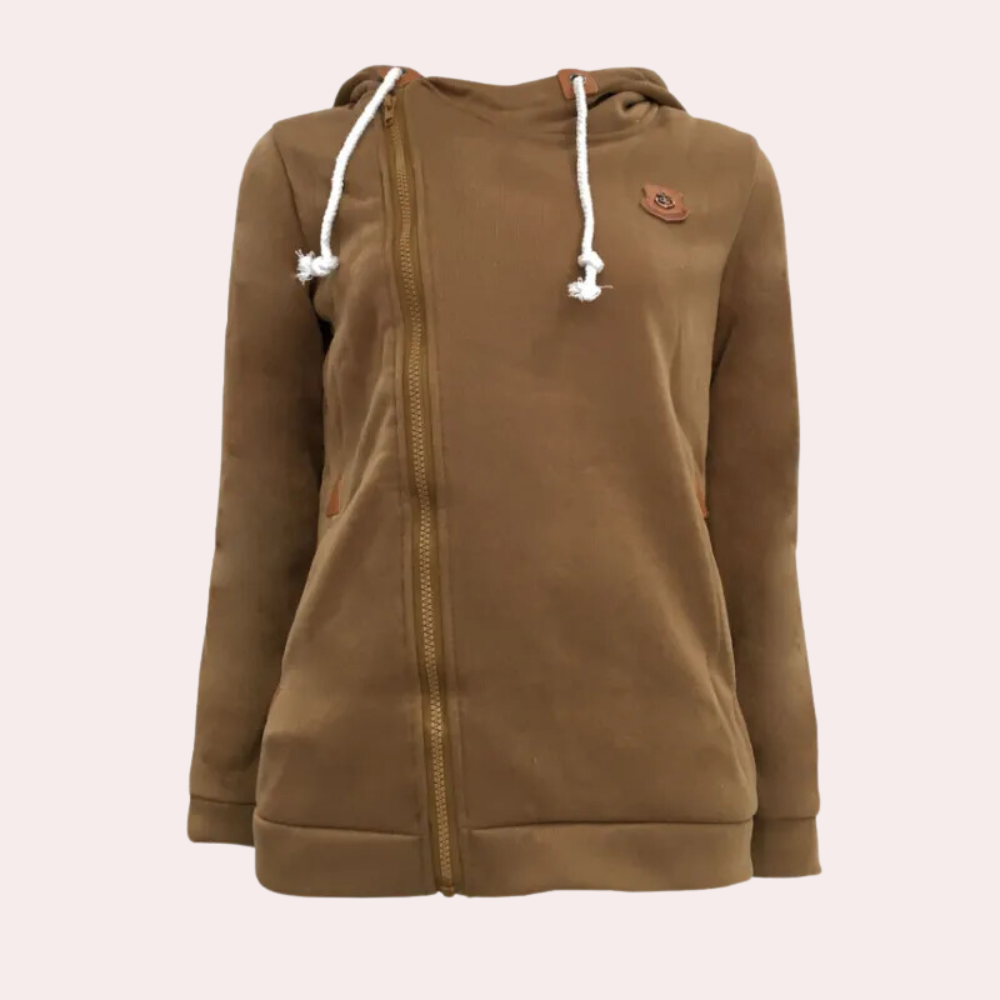 Harriet | Hoodie With Asymmetric Zipper and Drawstring Hood