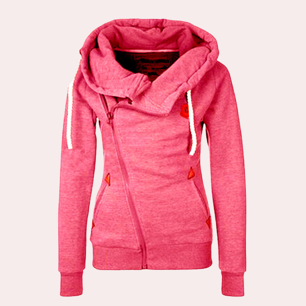 Harriet | Hoodie With Asymmetric Zipper and Drawstring Hood