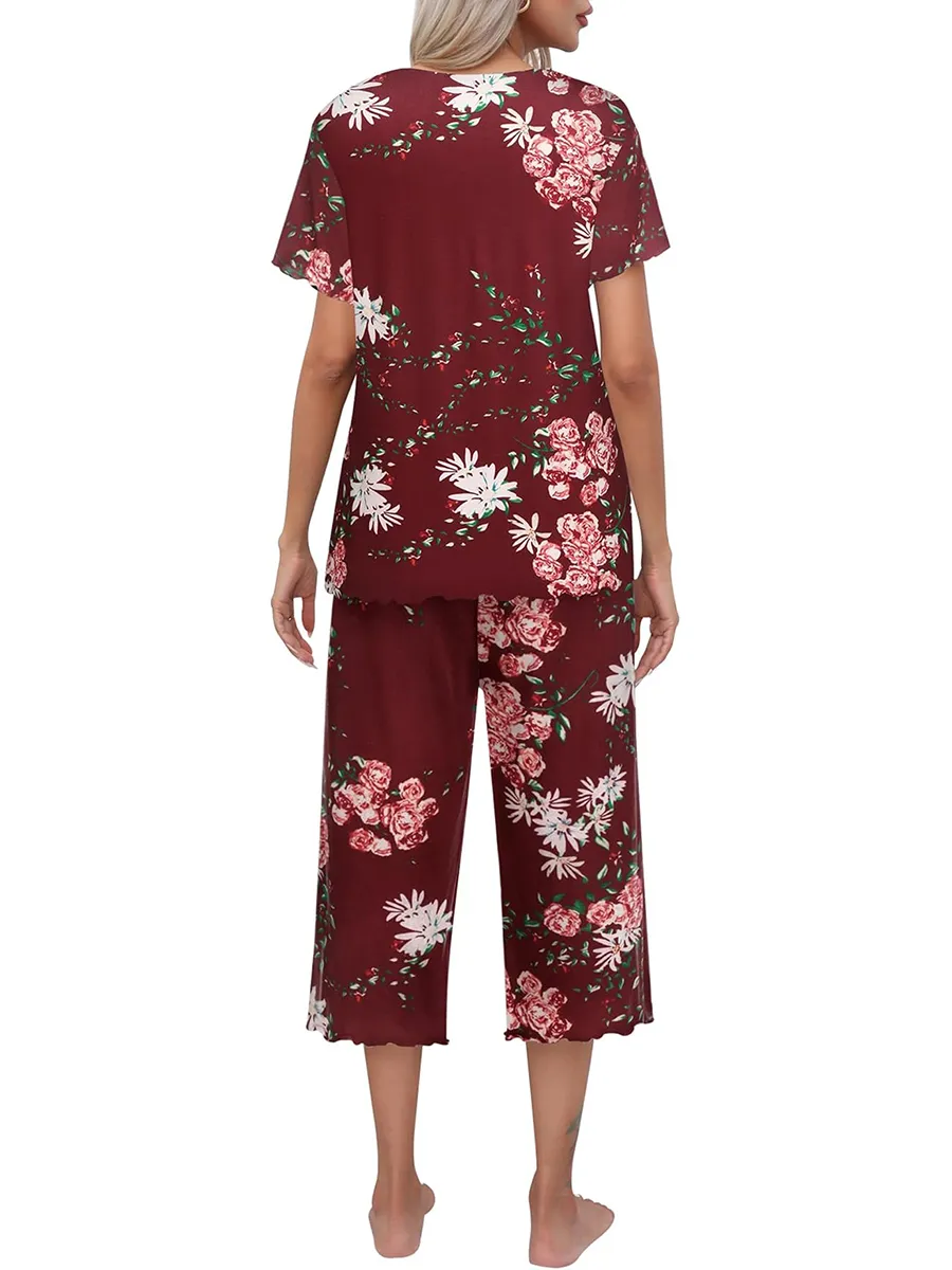 Rashini | Floral Short Sleeve Pajama Set
