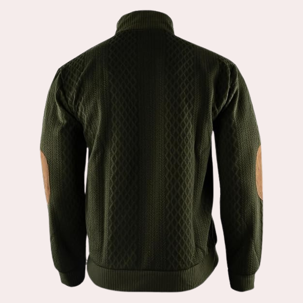 Cebrail | Sweater With Button Neck and Elbow Patches