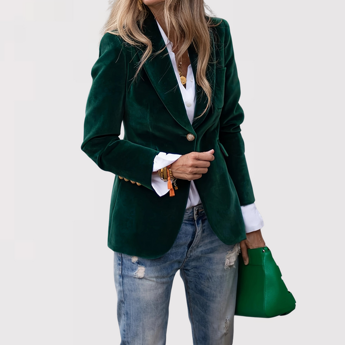 Quirita | Velvet Single-Breasted Tailored Blazer