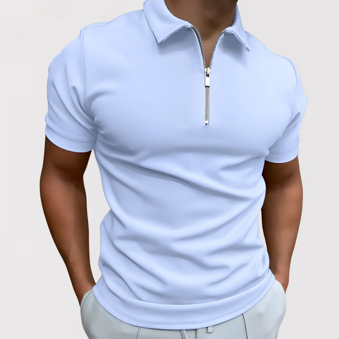 Antoine | Zip Collar Short Sleeve Polo Shirt