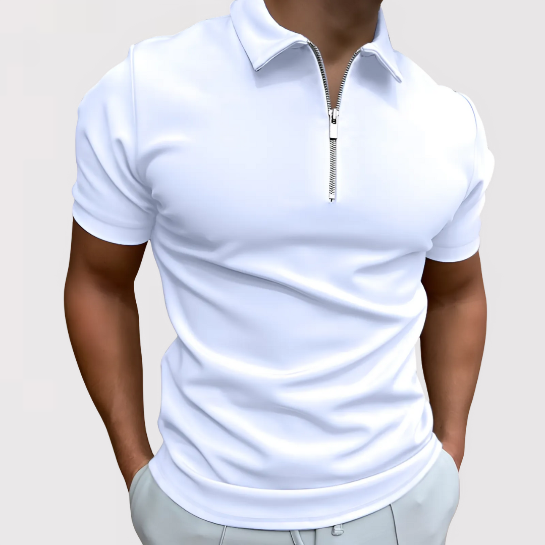 Antoine | Zip Collar Short Sleeve Polo Shirt