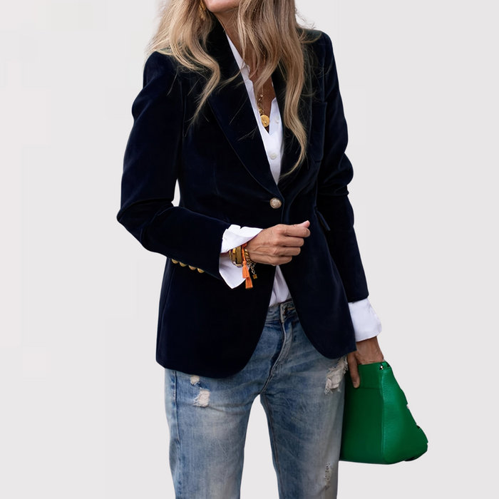 Quirita | Velvet Single-Breasted Tailored Blazer
